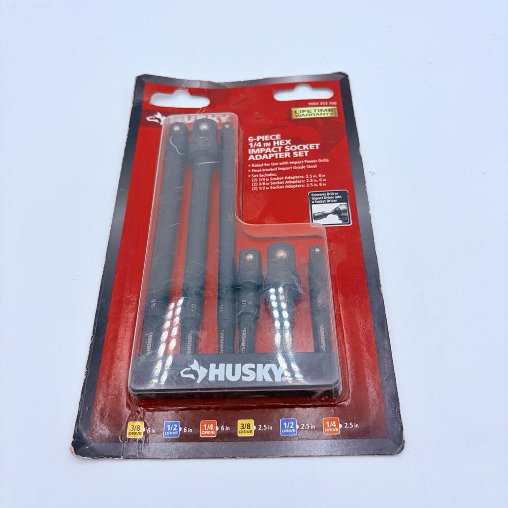 Husky 6-Pc Impact Socket Adapter Set 1/4" 3/8" 1/2" Drive Drill Impact Grade